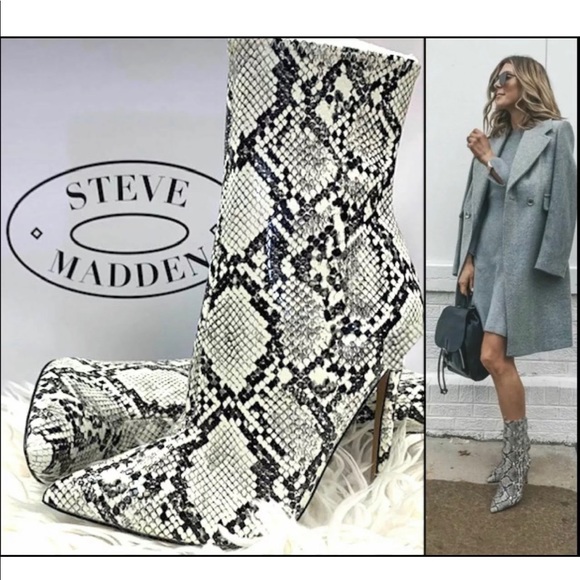 STEVE MADDEN Whimsy White black Snake Print Bootie - Picture 6 of 8